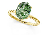 Yellow gold Fancy Green Oval  Solitaire Twist Band Ring with Four-Prong Setting_69