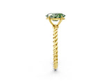 Yellow gold Fancy Green Oval  Solitaire Twist Band Ring with Four-Prong Setting_70