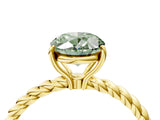 Yellow gold Fancy Green Oval  Solitaire Twist Band Ring with Four-Prong Setting_72