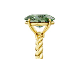 Yellow gold Fancy Green Oval  Solitaire Twist Band Ring with Four-Prong Setting_73