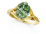Yellow gold Fancy Green Oval  Solitaire Twist Band Six-Prong Setting 2