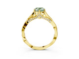 Yellow gold Fancy Green Oval  Solitaire Twist Band Six-Prong Setting 4