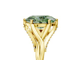 Yellow gold Fancy Green Oval  Solitaire Twist Band Six-Prong Setting
