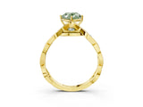 Yellow gold Fancy Green Oval  Solitaire Twist Band with Leaf Prong Setting 4