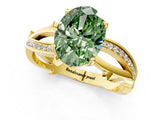 Yellow gold Fancy Green Oval  Solitaire Twist Band with Pavé Accents and Four-Prong Setting_21