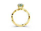 Yellow gold Fancy Green Oval  Solitaire Twist Band with Pavé Accents and Four-Prong Setting_23