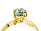 Yellow gold Fancy Green Oval  Solitaire Twist Band with Pavé Accents and Four-Prong Setting_24