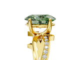 Yellow gold Fancy Green Oval  Solitaire Twist Band with Pavé Accents and Four-Prong Setting_25