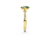 Yellow gold Fancy Green Oval  Solitaire Twist Band with Pavé Diamonds and Four-Prong Setting_86