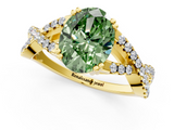 Yellow gold Fancy Green Oval  Solitaire Twist Band with Pavé Setting and Four-Prong Setting_35