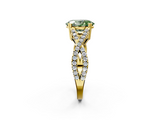 Yellow gold Fancy Green Oval  Solitaire Twist Band with Pavé Setting and Four-Prong Setting_36