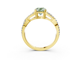 Yellow gold Fancy Green Oval  Solitaire Twist Band with Pavé Setting and Four-Prong Setting_37