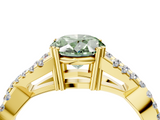 Yellow gold Fancy Green Oval  Solitaire Twist Band with Pavé Setting and Four-Prong Setting_38