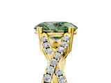 Yellow gold Fancy Green Oval  Solitaire Twist Band with Pavé Setting and Four-Prong Setting_39