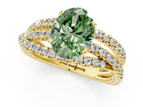 Yellow gold Fancy Green Oval  Solitaire Twist Band with Pavé Setting and Four-Prong Setting_76