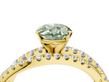 Yellow gold Fancy Green Oval  Solitaire Twist Band with Pavé Setting and Four-Prong Setting_79
