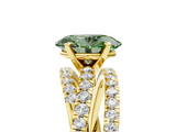 Yellow gold Fancy Green Oval  Solitaire Twist Band with Pavé Setting and Four-Prong Setting_80