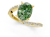 Yellow gold Fancy Green Oval  Solitaire Twist Band with Pave Set Diamonds and Four-Prong Setting_147