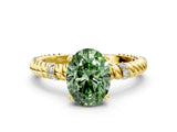 Yellow gold Fancy Green Oval  Solitaire Twisted Band Prong Set Engagement Ring_61