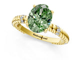 Yellow gold Fancy Green Oval  Solitaire Twisted Band Prong Set Engagement Ring_62