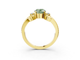 Yellow gold Fancy Green Oval  Solitaire Twisted Band Scroll Prong Ring_6