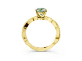 Yellow gold Fancy Green Oval  Solitaire Twisted Band with Bead Prong Setting_382