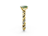 Yellow gold Fancy Green Oval  Solitaire Twisted Band with Pavé Accents and Four-Prong Setting_5