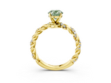 Yellow gold Fancy Green Oval  Solitaire Twisted Band with Pavé Accents and Four-Prong Setting_6
