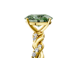 Yellow gold Fancy Green Oval  Solitaire Twisted Band with Pavé Accents and Four-Prong Setting_8