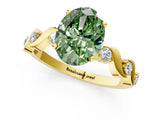 Yellow gold Fancy Green Oval  Solitaire Twisted Band with Prong Setting 1
