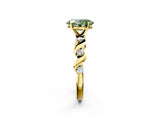 Yellow gold Fancy Green Oval  Solitaire Twisted Band with Prong Setting 2