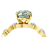 Yellow gold Fancy Green Oval  Solitaire Twisted Band with Prong Setting 4