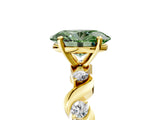 Yellow gold Fancy Green Oval  Solitaire Twisted Band with Prong Setting 5