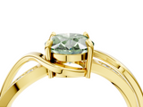 Yellow gold Fancy Green Oval  Solitaire Twisted Band with Prong Setting_7