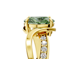 Yellow gold Fancy Green Oval  Solitaire Twisted Band with Prong Setting_8