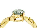Yellow gold Fancy Green Oval  Solitaire Twisted Pave Diamond Ring with Four-Prong Setting_103