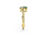 Yellow gold Fancy Green Oval  Solitaire Twisted Pave Diamond Ring with Four-Prong Setting_14
