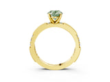 Yellow gold Fancy Green Oval  Solitaire with Pavé Band and Four-Prong Setting_311
