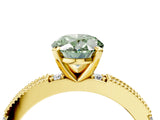 Yellow gold Fancy Green Oval  Solitaire with Pavé Band and Four-Prong Setting_312