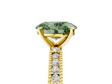 Yellow gold Fancy Green Oval  Solitaire with Pavé Band and Four-Prong Setting_313