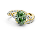 Yellow gold Fancy Green Oval  Solitaire with Pavé Twist Band and Four-Prong Setting_76