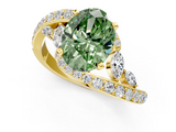 Yellow gold Fancy Green Oval  Solitaire with Pavé Twist Band and Four-Prong Setting_77