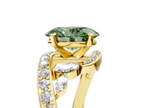 Yellow gold Fancy Green Oval  Solitaire with Pavé Twist Band and Four-Prong Setting_81