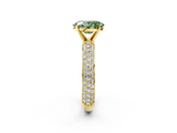 Yellow gold Fancy Green Oval  Solitaire with Pave Band and Four-Prong Setting_5