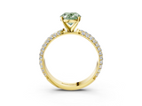 Yellow gold Fancy Green Oval  Solitaire with Pave Band and Four-Prong Setting_6