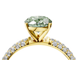 Yellow gold Fancy Green Oval  Solitaire with Pave Band and Four-Prong Setting_7