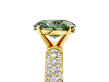 Yellow gold Fancy Green Oval  Solitaire with Pave Band and Four-Prong Setting_8