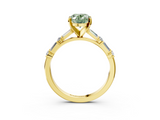 Yellow gold Fancy Green Oval  Solitaire with Side Baguettes and Channel Set Band_48