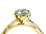 Yellow gold Fancy Green Oval  Solitaire with Side Baguettes and Channel Set Band_49