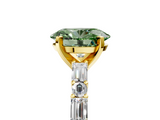 Yellow gold Fancy Green Oval  Solitaire with Side Baguettes and Channel Set Band_50
